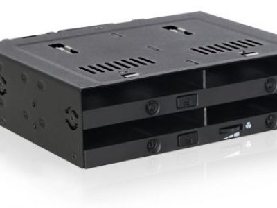 ICYDOCK MB524SP-B flexiDOCK 5.25″ベイ 複数デバイス搭載用 4 x 2.5″ SAS/SATA SSD or HDD モバイルラック トレイレスモデル </br>[型番]MB524SP-B